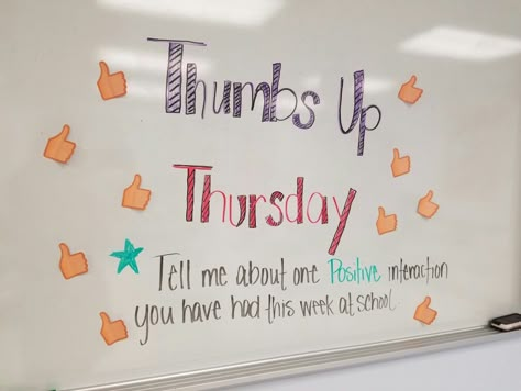 Thumbs Up Thursday Thumbs Up Thursday Ideas, Whiteboard Messages Thursday, Thumbs Up Thursday, Question Of The Day Elementary School, Whiteboard Questions Thursday, Thursday Morning Meeting Questions, Thursday Whiteboard Question, Team White Board Ideas, Thursday Morning Question