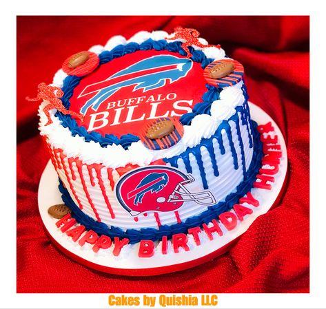 #nfl #football #bills #buffalobills #cake #birthday Nfl Cakes Birthday, Buffalo Bills Themed Birthday Party, Buffalo Bills Birthday, Buffalo Bills Cake, Nfl Cake, Nfl Bills, Strawberry Dip, Bakery Design, 9th Birthday