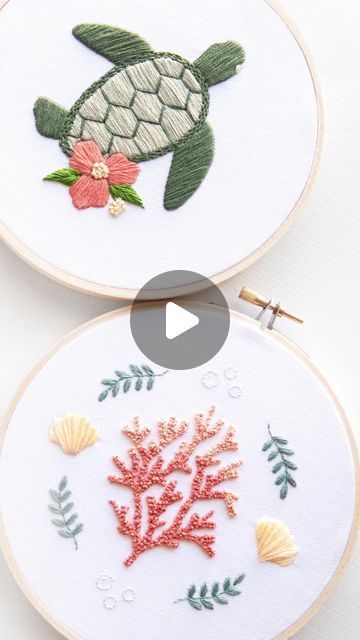 Embroidery by Emily June on Instagram: "Earlier this year I enjoyed hosting workshops on Saba island in the Caribbean. I designed patterns exclusively for the workshops, and in honor of summer, they’re available for you to stitch for a limited time! 

If you’ve stitched my patterns before, these are a little different - both the Sea Turtle and Coral Reef embroidery patterns include two versions, one more advanced, one much simpler and geared towards children (so a great group activity!) It’s also laid out a little differently. 

These are also extremely beginner friendly, so if you are wanting a relatively quick project or are totally new to embroidery and a little intimidated, these designs are perfect! 

You can find these two Limited Edition patterns in my website under Digital Embroide Sea Embroidery Pattern, Under The Sea Embroidery, Coral Reef Embroidery, Saba Island, Hosting Workshops, Reef Embroidery, Turtle Embroidery, Digital Embroidery Patterns, Learn Embroidery