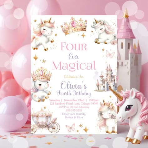 Step into a realm of enchantment and magic with our Unicorn Birthday Invitation, a gateway to a whimsical celebration fit for royalty. Bedecked in pastel hues with lavish gold accents, this invitation sets the stage for an unforgettable gathering. Crafted with meticulous attention to detail, our invitation promises to transport your guests to a world where imagination knows no bounds. Whether it's the delicate swirls of pastel shades or the shimmering gold embellishments, every element whisp... Unicorn 4th Birthday, Rainbow Unicorn Birthday Party, Unicorn Birthday Invitation, Love Website, Rainbow Unicorn Birthday, Unicorn Birthday Invitations, Computer Basic, Golden Star, Unicorn Birthday Parties