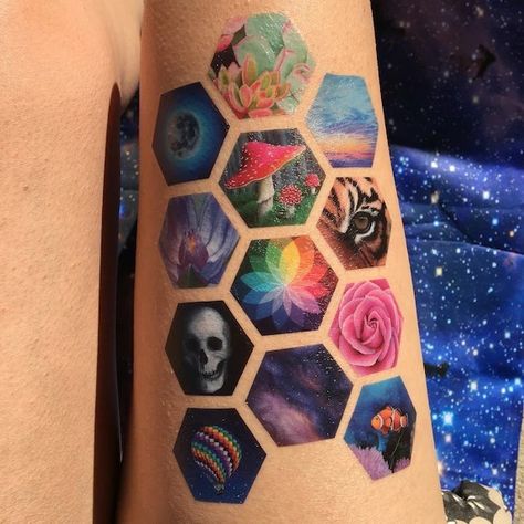 Hexagon Tattoo, Honeycomb Tattoo, Shoulder Cap Tattoo, Half Sleeve Tattoos Drawings, Optical Illusion Tattoo, Mommy Tattoos, Muster Tattoos, Geometric Tattoo Design, Tattoos Geometric