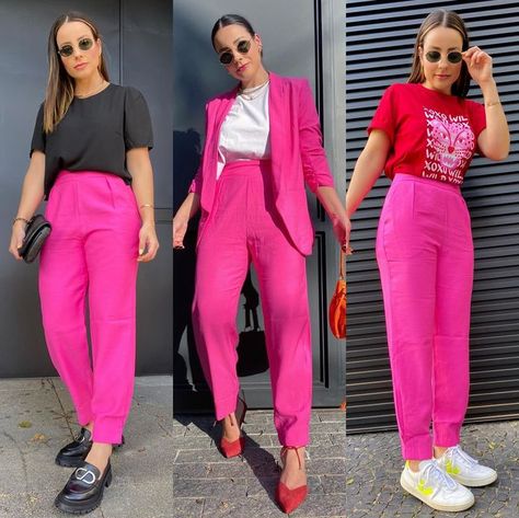 Pink Pants Outfit Work, Casual Outfits Office, Magenta Pants, Cute Business Casual Outfits, French Style Outfits, Pink Pants Outfit, Outfits Con Jeans, Outfits Girl, Casual Outfit Inspiration