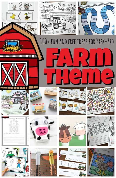 Learn all about farms with this delightful week-long, educational farm theme. Pick your favorite farm activities including farm math, farm literacy printables, farm science projects, farm social studies ideas, and farm crafts to have a marvelous week learning with your kids! This life on the farm theme filled with barnyard animals is perfect for preschool, pre-k, kindergarten, first grade, 2nd grade, and 3rd grade students. Farm Science, Farm Kindergarten, Farm Math, Farm Classroom Theme, Farm Lessons, Zoo Animal Crafts, Farm Animals Activities, Farm Theme Preschool, Community Helpers Theme