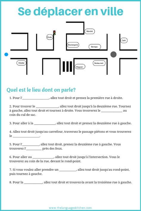 Directions In French, Gcse French, French Numbers, French Practice, Learning French For Kids, French Basics, French Course, French Flashcards, French Worksheets