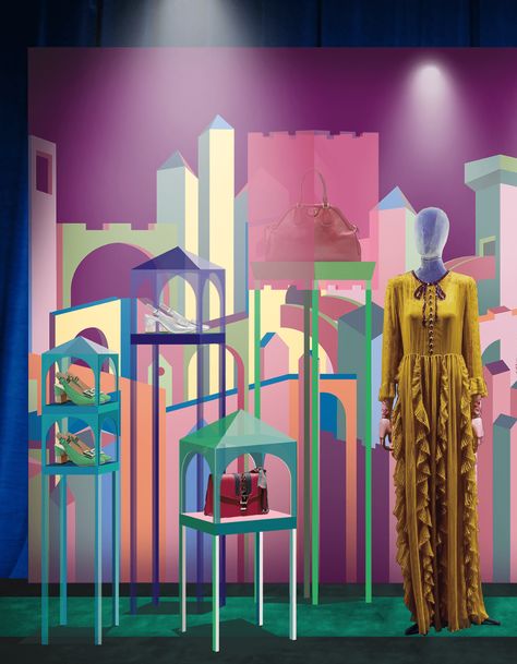 Window Concept for GUCCI - 2018 on Behance Gucci 2018, Gothic Painting, Fashion Window Display, Fashion Display, Booth Exhibition, Window Display Retail, Store Experience, Fashion Displays, Painting Creative