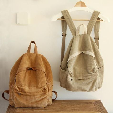 Ulzzang Style Korean Corduroy Backpack Size: Height - 14.5" | Width - 12" Color: Apricot Style: College Material: Corduroy Openway: Zipper Inner Structure: Cellphone Pocket Pattern: Solid Color Ganapati Background, Shameless Dr, Bag Reference, Backpack Inspiration, Corduroy Backpack, Material Gworl, Canvas Backpack Women, School 2021, Ulzzang Style