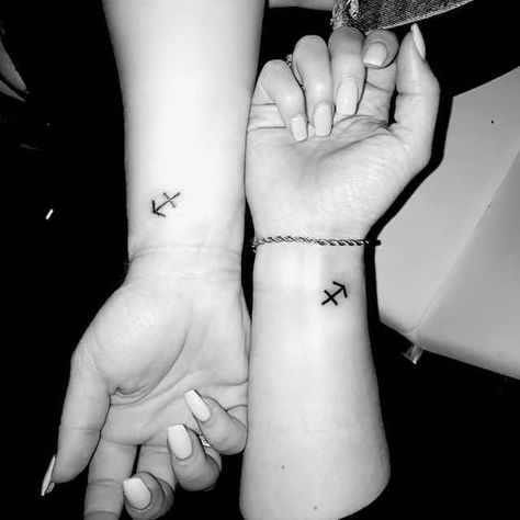 Sagittarius Tattoo: 50+ Tattoo Ideas For Women Small Sagittarius Tattoo, Sagitarious Tattoos, Sagittarius Constellation Tattoo, Sagittarius Tattoos, Couple Wrist Tattoos, Archer Tattoo, Sagittarius Tattoo Designs, Aquarius Constellation Tattoo, Sagittarius Symbol