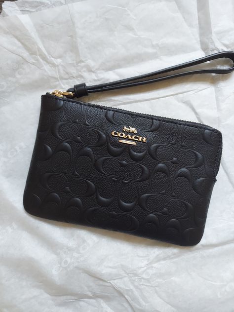 Check out this listing I just added to my Poshmark closet: New Coach Corner Zip Wristlet in Black Signature Leather. https://posh.mk/lqhPVmepGmb #shopmycloset #poshmark #shopping #style #pinforlater #Coach #Handbags Wallet Ideas, Coach Wristlet Wallet, Dream Bag, Cute Wallets, Buy Bags, Coach Wristlet, Wristlet Wallet, Wrist Strap, Coach Handbags