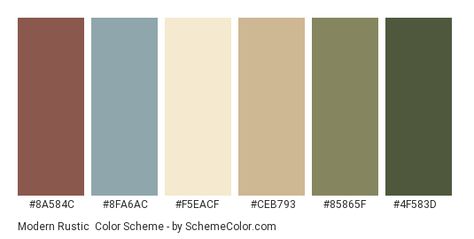 Color scheme palette image Rustic Color Schemes, Rustic Color Palettes, Brown Color Schemes, Hex Color Palette, Brown Color Palette, Modern Color Palette, Hex Codes, Hex Color Codes, Green Colour Palette