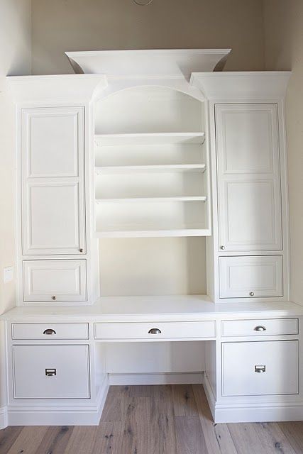 Closet Transformation, Office Built Ins, Closet Built Ins, Domestic Bliss, Kitchen Desk, Open Closet, Office Nook, Sewing Room Organization, Study Ideas