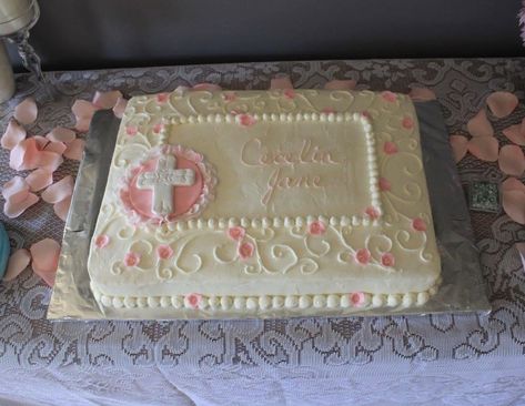 Baptism sheet cake Baptism Sheet Cake, Girl Baptism, Baptism Girl, Sheet Cake, Cake