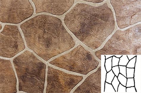 Finished Flagstone Pattern Concrete Stencil Square Tile Pattern, Diamond Tile Pattern, Stamped Concrete Patterns, Paint Concrete Patio, Stencil Concrete, Pattern Concrete, Stencil Wall Art, Diamond Tile, Concrete Bricks