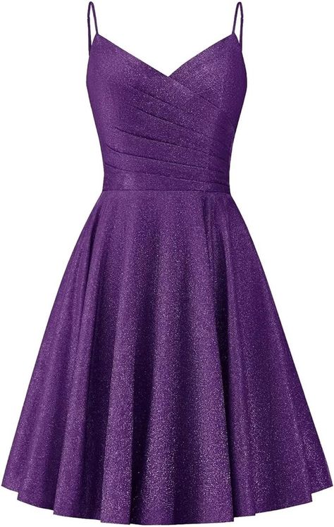 Pretty Prom Dresses Short, Glitter Homecoming Dress, Gown With Pockets, 8th Grade Formal Dresses, Homecoming Dresses For Teens, Grad Ideas, Spaghetti Strap Prom Dress, Evening Party Gowns, Prom Dresses For Teens