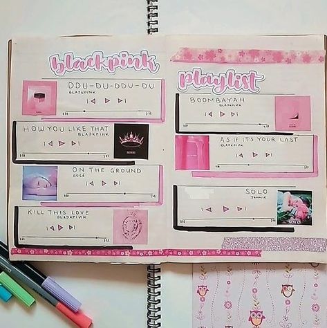 Blackpink Book Ideas, How To Make Blackpink Bookmark, Black Pink Diary Ideas, Blackpink Journal Aesthetic, Blackpink Playlist Cover, Blackpink Doodle Art Journals, Blackpink Scrapbook Ideas, Blackpink Journal Ideas Without Pictures, Blackpink Notebook Ideas