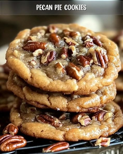 Savory Kitchen Fun Crumbl Pecan Pie Cookie Recipe, Pioneer Woman Pecan Pie Cookies, Pecan Pie Cookies Easy, Popular Cookie Recipes, Unusual Cookie Recipes, Pecan Sandies Cookies Recipes, Sandwich Cookie Recipes, Thanksgiving Cookie Recipes, Pecan Pie Cookie