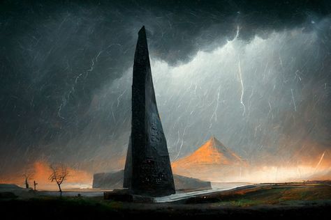 monolith and pyramid Obsidian Kingdom, Obsidian Castle, Monolith 2001 Space Odyssey, Obsidian Tower Fantasy Art, Distant Lands Obsidian, Strange Places, Cosmic Horror, A Song Of Ice And Fire, Architecture Photography