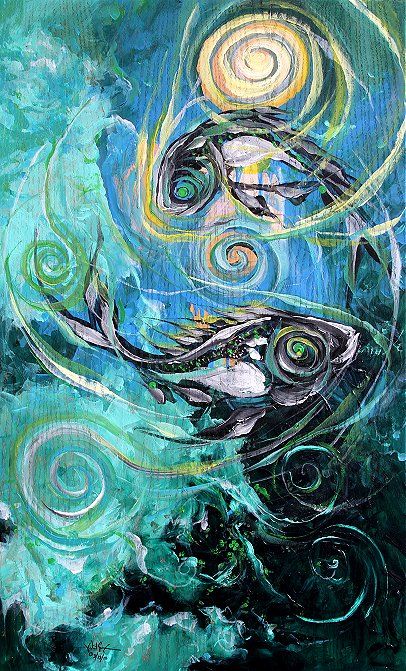 By J. Vincent Scarpace. Water Spirit, Beyond The Sea, Beneath The Surface, True Art, Coastal Wall Art, Fish Art, Under The Sea, Mixed Media Art, Textile Art