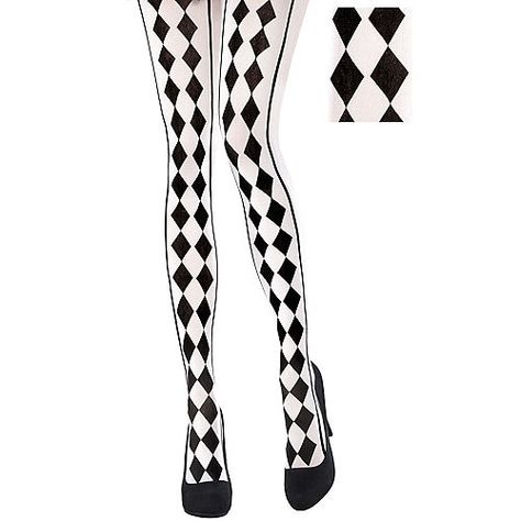 Black And White Tights, Opaque Stockings, Pierrot Clown, Plus Size Tights, White Tights, White Stockings, Halloween Costume Shop, Halloween Costume Accessories, Patterned Tights