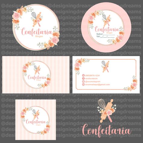 Logotipos doces , bolos, brigaderia, confeitaria e muito mais Cake Shop Design, Catering Logo, Baking Logo Design, Baking Logo, Kitchen Wall Decals, Fantasy Cake, Bakery Decor, Dessert Packaging, Color Palette Challenge