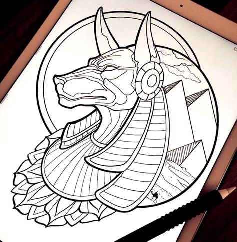 Egyptian Tattoo Designs, Anubis Drawing, Egypt Tattoo Design, Egyptian Drawings, Starověký Egypt, Egyptian Tattoo Sleeve, Anubis Tattoo, Egypt Tattoo, Tattoo Zeichnungen