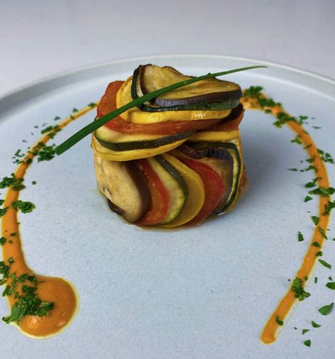 Ratatouille on the feedfeed Confit Byaldi, Thomas Keller Recipes, Sommer Mad, Gourmet Food Plating, Food Plating Techniques, Ratatouille Recipe, Thomas Keller, Decorações Com Comidas, Red Pepper Sauce