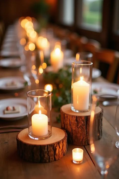 22 Rustic Wedding Centerpieces That'll Make Your Tables Pop Wedding Wood Decorations, Outdoor Rustic Wedding Ideas, Tiny Wedding Ideas, Woodsy Wedding Decorations, Easy Table Centerpieces, Wedding Get Ready, Seashell Centerpieces, Natural Wedding Decor, Simple Wedding Bouquets