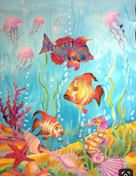 Hawaiian Party Decorations, Underwater Painting, Underwater Scene, Sea Life Art, Underwater Art, Fish Drawings, 인물 드로잉, Types Of Fish, Sea Art