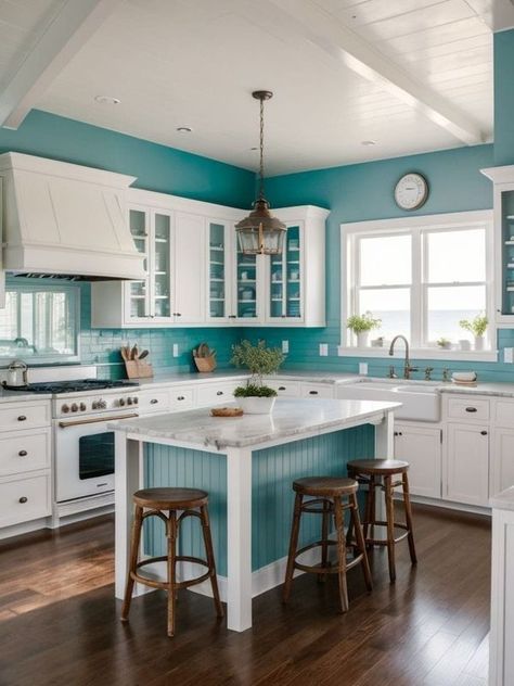 What’s up BEACHES? | #whatsupbeaches what do you think about this Simple Coastal Cottage Kitchen | Facebook Kitchen Makeovers On A Budget, Coastal Cottage Kitchen, Kitchen Renovation Ideas, Coastal Kitchen Design, Kitchen Makeovers, Beach Kitchens, Fresh Color Palette, Fresh Color, Coastal Kitchen