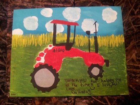 Kids paint canvas fathers day craft red tractor footprint Happy Birthday Papa, Tractor Art, Tractors For Kids, Happy Grandparents Day, Tractor Pictures, Toddler Art Projects, Handprint Craft, Footprint Art, Handprint Crafts