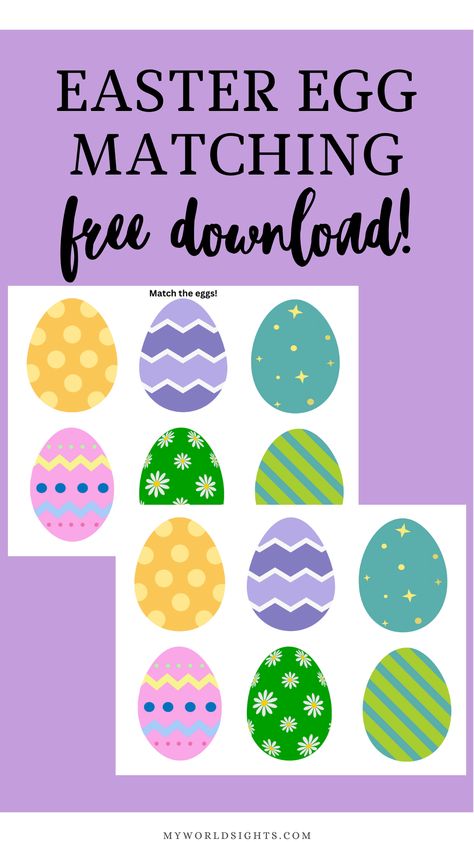 Free Easter printables for toddlers and preschoolers! Free Easter matching game printable, Easter egg matching printable, and fun activities for kids for Easter! Easter Activities For Preschool, Easter Kindergarten, Educational Toddler Activities, Early Childhood Special Education, Activity For Toddlers, Matching Worksheets, Toddler Worksheets, Easter Preschool, Easter Printables Free