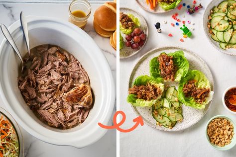 Cook Once Eat Twice, Easy Lettuce Wraps, Pork Lettuce Wraps, Cooking Recipes For Dinner, Slow Cooker Pulled Pork, Pulled Pork Sandwich, Slow Cooker Pork, Delicious Sandwiches, Easy Cooking Recipes