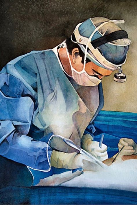 Surgeon Painting, Plastic Surgery Art, Surgery Art, Doctor Painting, الفن الرقمي, Tumblr Drawings, Human Body Art, Art Alevel, Nurse Art