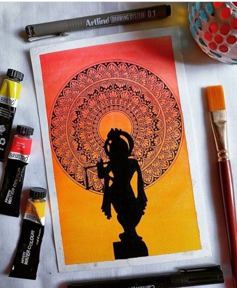 Canvas Art: A Creative Spectrum Face Without Features Art, Radha Krishna Mandala Painting, Mandala Of Krishna, Krishna Easy Art, Janmashtami Canvas Painting, Gods Mandala Drawing, Radhakrishna Drawing Ideas, Kanha Ji Mandala Art, Easy Painting Of Krishna