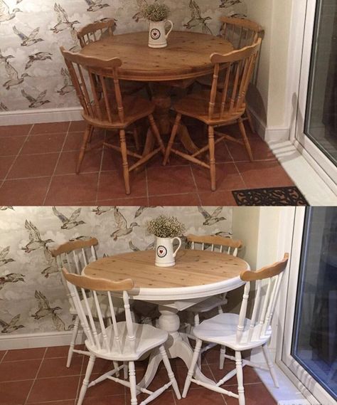 Upcycling Dining Table, Upcycle Round Dining Table, Circle Table Upcycle, Table Upcycle, Upcycle Small Table, Upcycling Small Tables, Upcycle Kitchen, Ikea Dresser Makeover, Upcycle Table