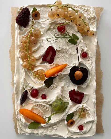 Flora Manson (@f.manson) • Instagram photos and videos Slab Cake, Roasted Hazelnuts, Black Cocoa, Stone Fruits, Meringue Buttercream, How To Roast Hazelnuts, Swiss Meringue Buttercream, Swiss Meringue, Instagram Food