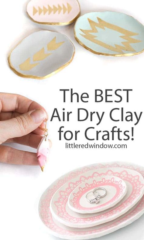 Learn which air dry clay is the best to use for craft projects and get tips and tricks for working with air dry clay! Best Clay For Sculpting, Air Dye Clay Ideas, Clay Christmas Ideas, Best Air Dry Clay, Working With Air Dry Clay, Girlfriend Crafts, Clay Moulding, Clay Crafts For Kids, Homemade Clay