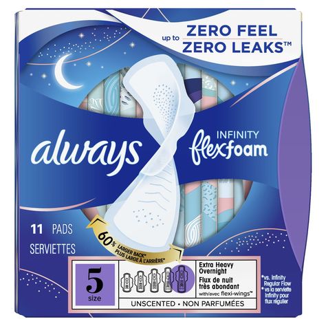 Always Infinity Size 5 Extra Heavy Overnight Pads With Wings | Always® Always Infinity Pads, Always Pads, Feminine Pads, Maxi Pad, Period Pads, Menstrual Pads, Feminine Care, Sanitary Pads, Medical Supplies