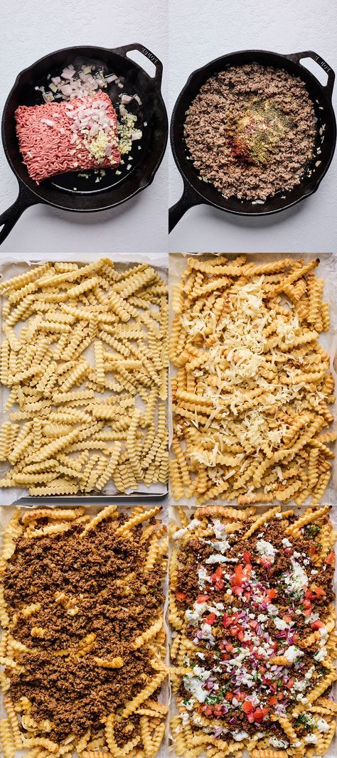 Loaded French fries (Greek style) | Olive & Mango Loaded French Fries, Kasseri Cheese, Feta Sauce, Greek Fries, Crinkle Cut Fries, Fast Snack, Crispy French Fries, Loaded Fries, Crispy Fry