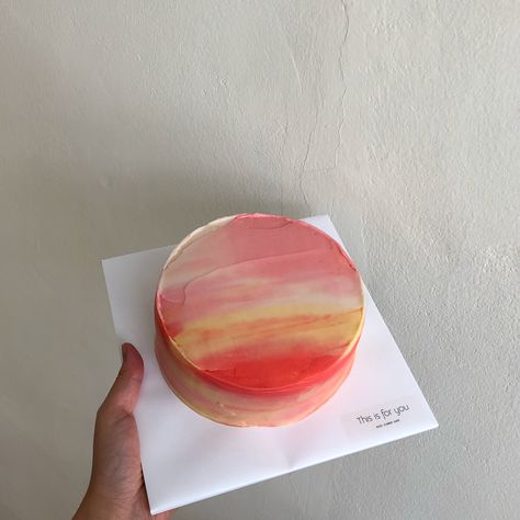 Sunset Cake, Minimalist Cakes, Minimalist Cake, Love Sunset, Korean Cake, Sweet Recipes Desserts, Pretty Birthday Cakes, Cute Birthday Cakes, Just Cakes