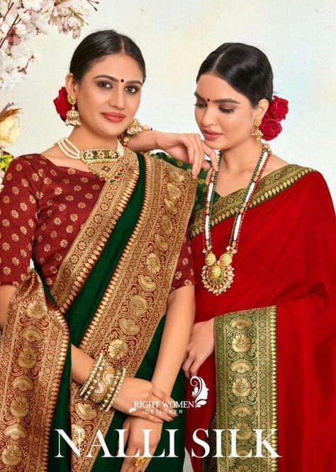 Right Women Nalli Silk Fancy Sarees Collection Online From Fashion GoGirls At Wholesale Price. Nalli Silk Sarees, Nalli Silks, Sarees With Price, Silk Sarees With Price, Jacquard Blouse, Fancy Print, Beautiful Sarees, Brocade Blouses, Sarees Collection