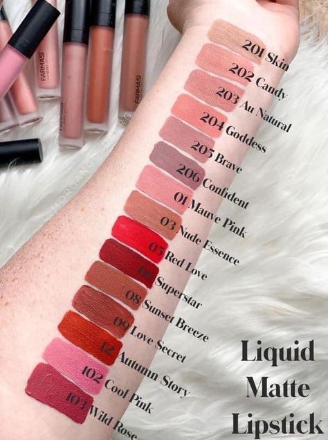 Farmasi Makeup, Liquid Lipstick Swatches, Fragrances Perfume Woman, Tanning Mousse, Rose Lipstick, Younique Makeup, Lipstick Swatches, Beauty Shots, Au Naturale