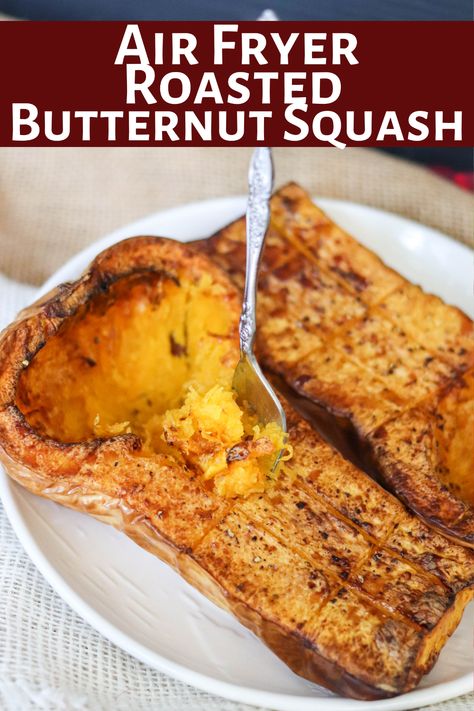 Air Fryer Butternut Squash is a delicious healthy meal or side dish! Taking just fraction of the time in the air fryer, this will become a family favorite! Acorn Squash Air Fryer, Squash Air Fryer, Air Fryer Acorn Squash, Air Fryer Squash, Squash Acorn, Air Fryer Butternut Squash, Air Fryer Recipes Chicken Tenders, Air Fryer Recipes Chicken Thighs, Air Fryer Recipes Healthy Low Carb