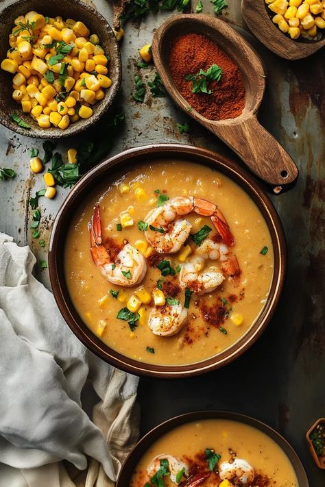 Bring the heat with this spicy New Orleans shrimp and corn bisque! A rich and creamy soup bursting with Cajun spices, sweet corn, and plump shrimp for a bold flavor experience.

#SpicyBisque #ShrimpCornBisque #NewOrleansFlavors #CajunCooking #SeafoodSoup #ComfortFood #BoldFlavors #SeafoodLovers #CajunSpices #CozyMeals Creamy Shrimp And Corn Bisque, Spicy Corn Soup, Cajun Shrimp Soup, Shrimp And Corn Bisque, Shrimp And Corn Soup, New Orleans Shrimp, Shrimp Corn Chowder, Corn Bisque, Shrimp And Corn