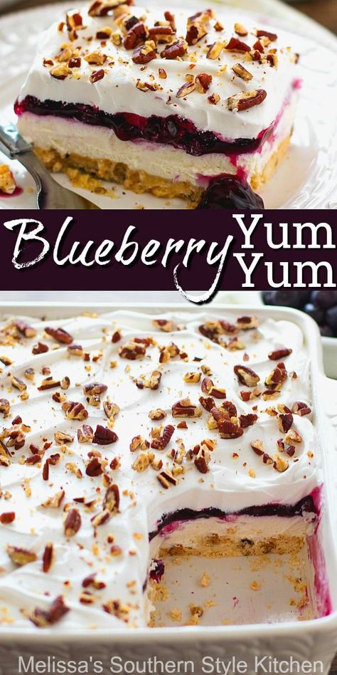 Blueberry Yum Yum Recipe, Blueberries Desserts, Yum Yum Recipe, Sour Cream Scones, Blueberry Yum Yum, Lush Recipes, Blueberry Desserts Recipes, Bbq Desserts, Blueberry Desserts