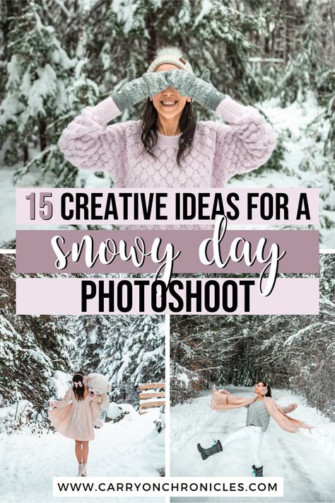 Snow Outfit Photoshoot, How To Pose In Snow Picture Ideas, Cool Winter Photoshoot Ideas, Snow Selfies Instagram, Senior Pictures In Winter, Winter Coat Photoshoot, Photoshoot In Snow Winter Photography, Snow Session Photography, Poses In Winter Picture Ideas