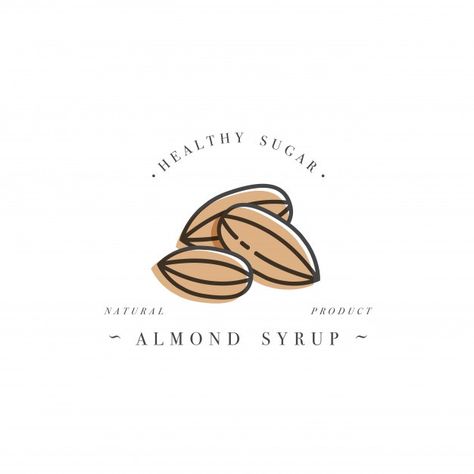 Logotipo de la plantilla de diseño de en... | Premium Vector #Freepik #vector #logo #comida #dulce #saludable Almond Logo, Nuts Logo, Chocolate Logo, Beauty Room Decor, Islamic Calligraphy Painting, Healthy Sugar, Bakery Logo, Bakery Logo Design, Nut Milk