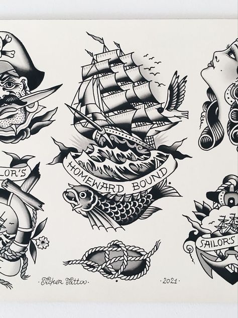 Tall Ship Tattoo Traditional, Neo Traditional Ship Tattoo Design, Traditional Shipwreck Tattoo, American Traditional Pirate Ship, Tattoo Ship Pirate, Traditional Ship Tattoo Black, American Traditional Clipper Ship Tattoo, Vintage Ship Tattoo, Jolly Roger Tattoo Traditional