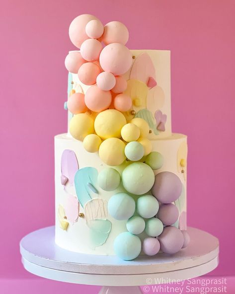 Rainbow Cake Ideas, Pastel Rainbow Cake, Whimsical Cake, Gateau Baby Shower, Pastel Baby Shower, Pastel Birthday, Rainbow Birthday Cake, Easter Bunny Cake, Pastel Cakes