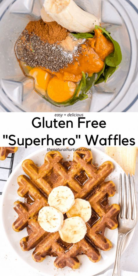 Breakfast High In Protein, Waffles For Breakfast, Natural Nurturer, Waffle Recipe Healthy, Healthy Waffles, Hidden Vegetables, Sweet Potato Waffles, Gluten Free Waffles, Protein Waffles