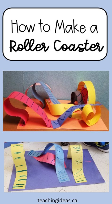 Construction Paper Roller Coaster, Amusement Park Craft, Amusement Park Crafts For Kids, Paper Roller Coaster Project, Roller Coaster Craft, Fair Activities For Kids, Stem Crafts For Kids, Roller Coaster Party, Robot Workshop